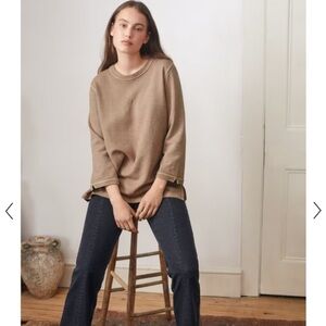 Wrap London Tan Oversized Sweatshirt Top Hemp Organic Cotton NWT Women's